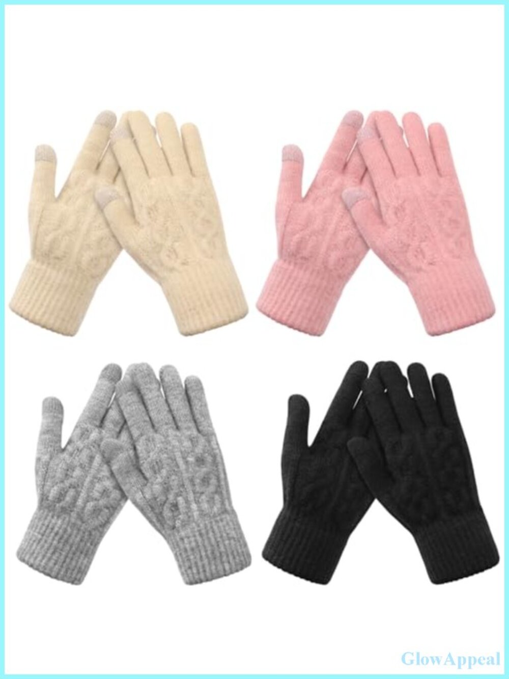 4 Pairs Winter Knit Gloves Women Touchscreen Warm Thermal Lined